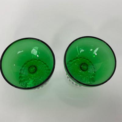 -180- GLASSWARE | Forest Green Anchor Hocking | Bubble Foot Sherbet Glass Boopies