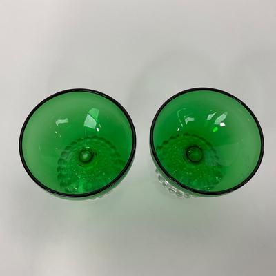 -180- GLASSWARE | Forest Green Anchor Hocking | Bubble Foot Sherbet Glass Boopies