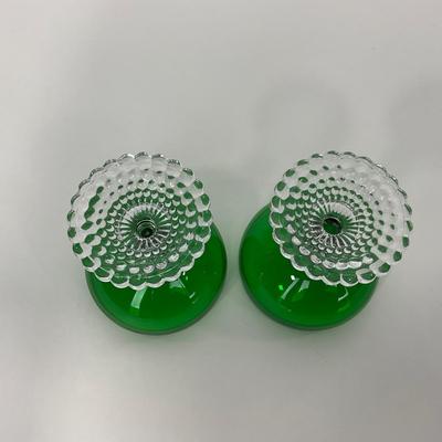 -180- GLASSWARE | Forest Green Anchor Hocking | Bubble Foot Sherbet Glass Boopies