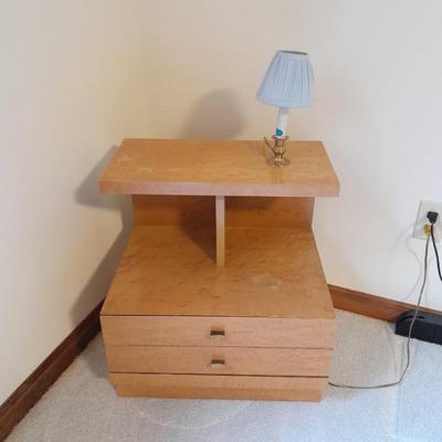 Mid Century Modern one drawer Nightstand with lamp