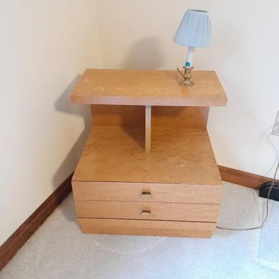Mid Century Modern one drawer Nightstand with lamp
