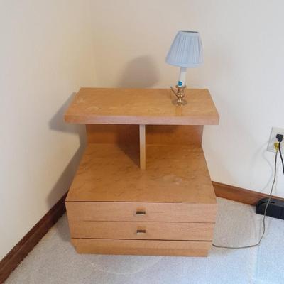 Mid Century Modern one drawer Nightstand with lamp