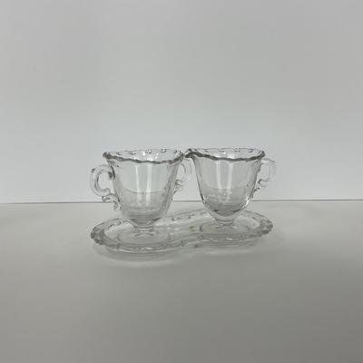 -181- GLASSWARE | Century Fostoria Glass Co. | Creamer, Sugar & Tray