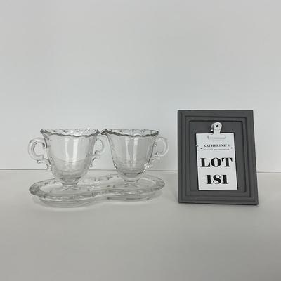 -181- GLASSWARE | Century Fostoria Glass Co. | Creamer, Sugar & Tray