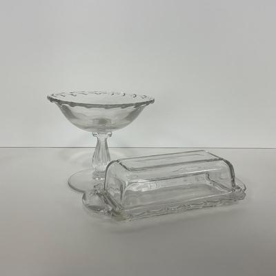 -182- GLASSWARE | Century Fostoria Glass Co. | Covered Butter Dish & Compote