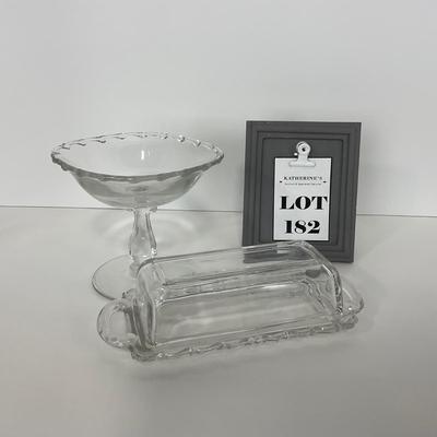 -182- GLASSWARE | Century Fostoria Glass Co. | Covered Butter Dish & Compote