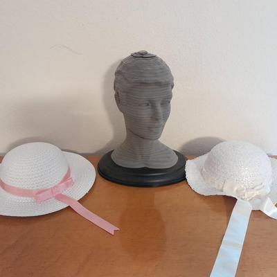 Milton Bradley 3D SCULPTURE The Eternal Woman Challenging Layer Puzzle with vintage straw hats