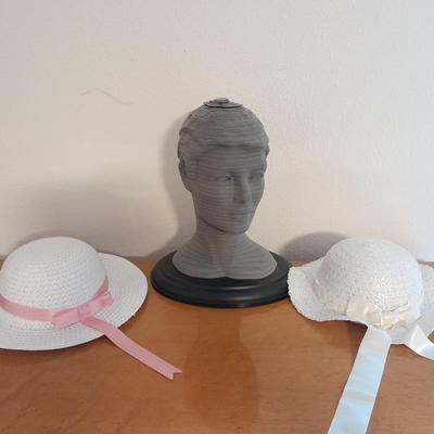 Milton Bradley 3D SCULPTURE The Eternal Woman Challenging Layer Puzzle with vintage straw hats