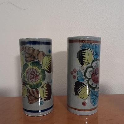 Two Mexico signed pottery vases.