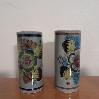 Two Mexico signed pottery vases.