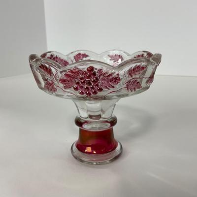 -185- GLASSWARE | Westmoreland Paneled Grape Ruby Flashed | Candlesticks