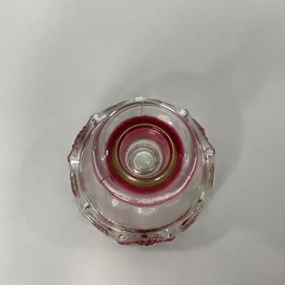 -185- GLASSWARE | Westmoreland Paneled Grape Ruby Flashed | Candlesticks