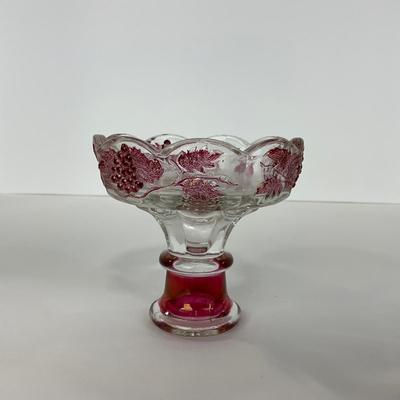 -185- GLASSWARE | Westmoreland Paneled Grape Ruby Flashed | Candlesticks