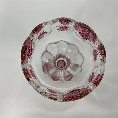 -185- GLASSWARE | Westmoreland Paneled Grape Ruby Flashed | Candlesticks