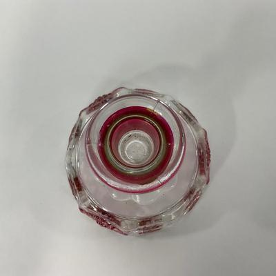-185- GLASSWARE | Westmoreland Paneled Grape Ruby Flashed | Candlesticks