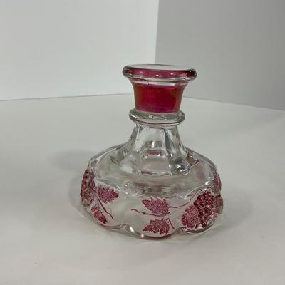 -185- GLASSWARE | Westmoreland Paneled Grape Ruby Flashed | Candlesticks