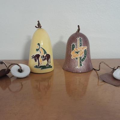 Two Vintage pottery windchimes Southwest style