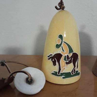 Two Vintage pottery windchimes Southwest style
