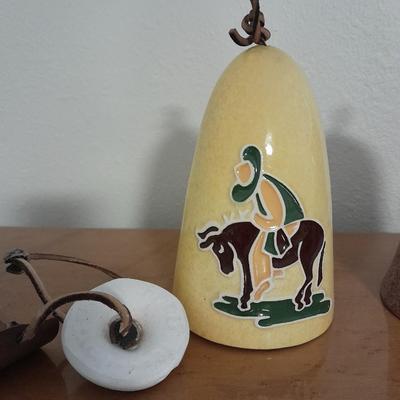 Two Vintage pottery windchimes Southwest style