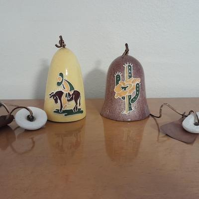Two Vintage pottery windchimes Southwest style