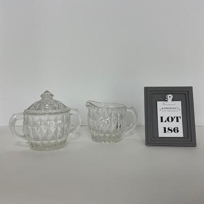 -186- GLASSWARE | Windsor Diamond Jeanette Glass Co. | Creamer & Sugar