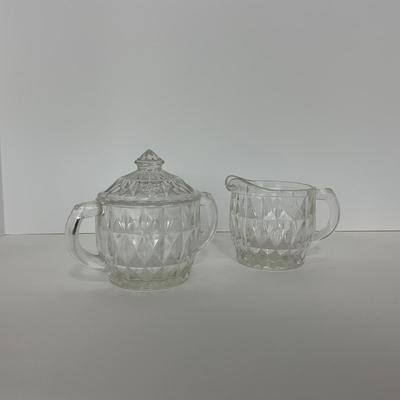 -186- GLASSWARE | Windsor Diamond Jeanette Glass Co. | Creamer & Sugar