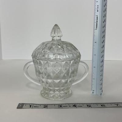 -187- GLASSWARE | Windsor Diamond Jeanette Glass Co. | Creamer, Sugar, & Butter Dish