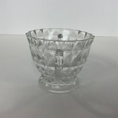 -187- GLASSWARE | Windsor Diamond Jeanette Glass Co. | Creamer, Sugar, & Butter Dish