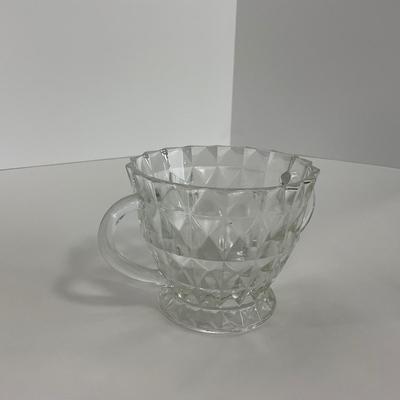 -187- GLASSWARE | Windsor Diamond Jeanette Glass Co. | Creamer, Sugar, & Butter Dish
