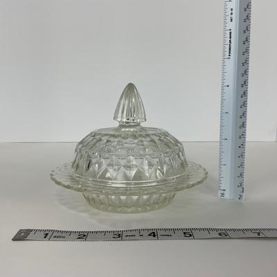 -187- GLASSWARE | Windsor Diamond Jeanette Glass Co. | Creamer, Sugar, & Butter Dish