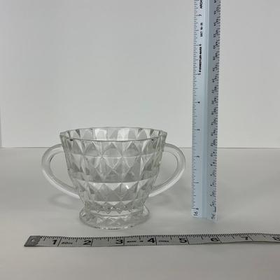 -187- GLASSWARE | Windsor Diamond Jeanette Glass Co. | Creamer, Sugar, & Butter Dish