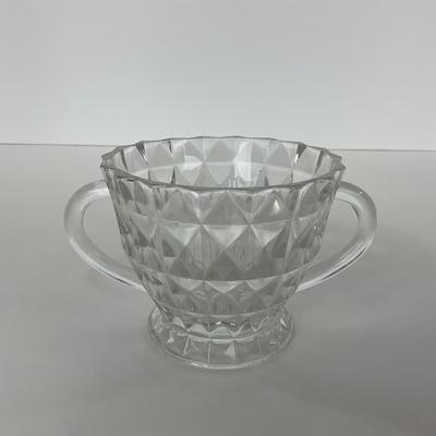 -187- GLASSWARE | Windsor Diamond Jeanette Glass Co. | Creamer, Sugar, & Butter Dish