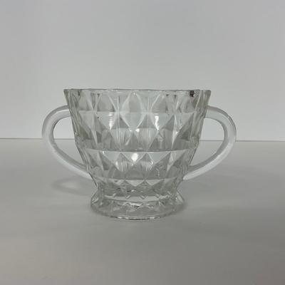 -187- GLASSWARE | Windsor Diamond Jeanette Glass Co. | Creamer, Sugar, & Butter Dish