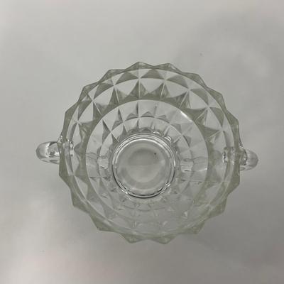 -187- GLASSWARE | Windsor Diamond Jeanette Glass Co. | Creamer, Sugar, & Butter Dish