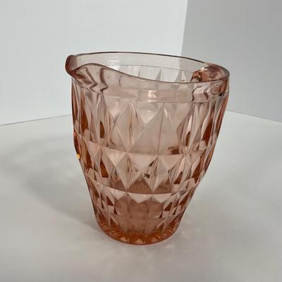 -188- GLASSWARE | Pink Windsor Diamond Jeanette Glass Co. | Pitcher
