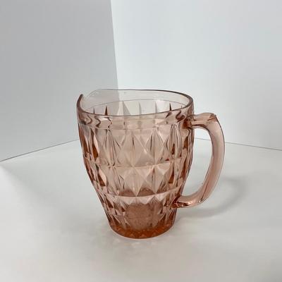 -188- GLASSWARE | Pink Windsor Diamond Jeanette Glass Co. | Pitcher