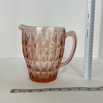 -188- GLASSWARE | Pink Windsor Diamond Jeanette Glass Co. | Pitcher