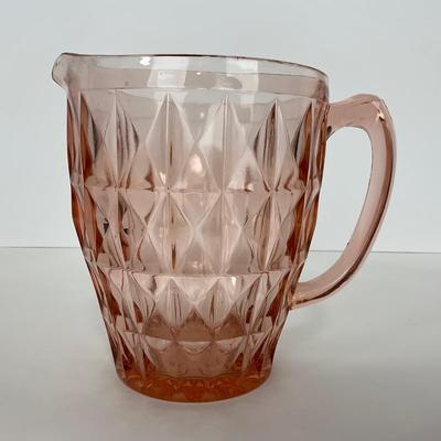 -188- GLASSWARE | Pink Windsor Diamond Jeanette Glass Co. | Pitcher