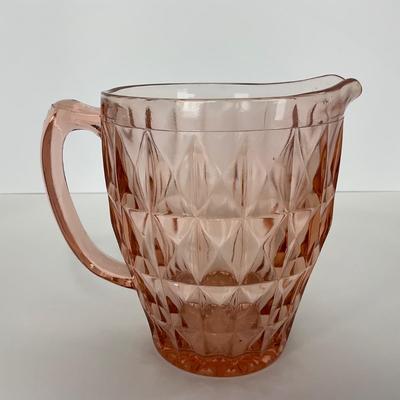 -188- GLASSWARE | Pink Windsor Diamond Jeanette Glass Co. | Pitcher