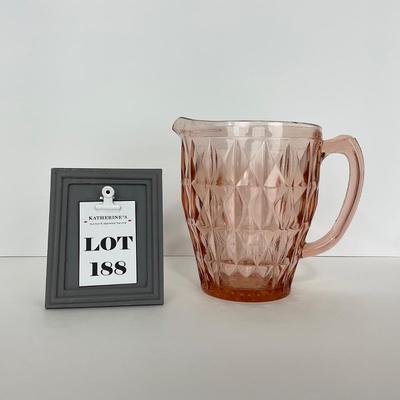 -188- GLASSWARE | Pink Windsor Diamond Jeanette Glass Co. | Pitcher