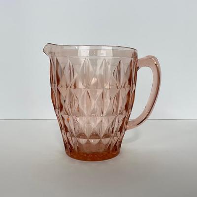 -188- GLASSWARE | Pink Windsor Diamond Jeanette Glass Co. | Pitcher