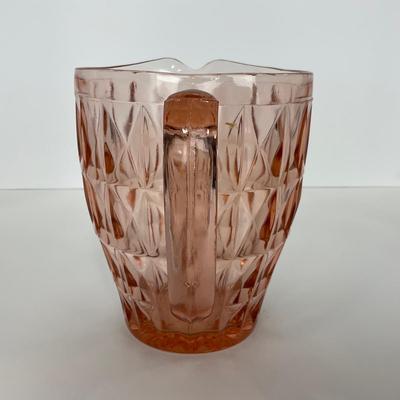 -188- GLASSWARE | Pink Windsor Diamond Jeanette Glass Co. | Pitcher