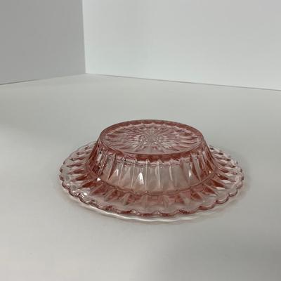 -189- GLASSWARE | Pink Windsor Diamond Jeanette Glass Co. | Butter Dish Bottom, Salt & Pepper Shakers