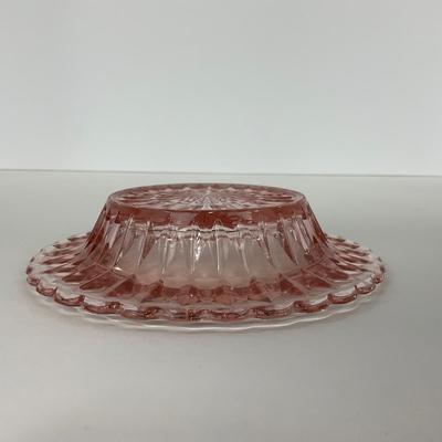 -189- GLASSWARE | Pink Windsor Diamond Jeanette Glass Co. | Butter Dish Bottom, Salt & Pepper Shakers