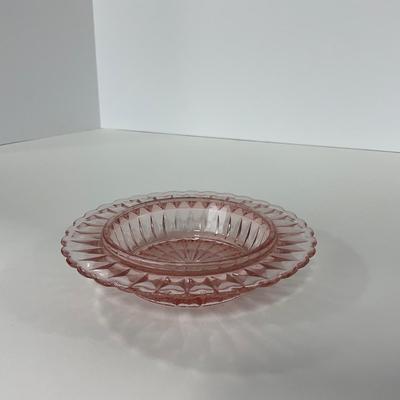 -189- GLASSWARE | Pink Windsor Diamond Jeanette Glass Co. | Butter Dish Bottom, Salt & Pepper Shakers