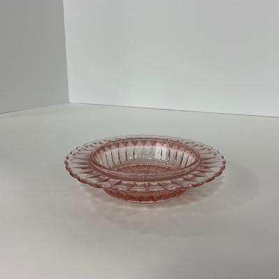 -189- GLASSWARE | Pink Windsor Diamond Jeanette Glass Co. | Butter Dish Bottom, Salt & Pepper Shakers
