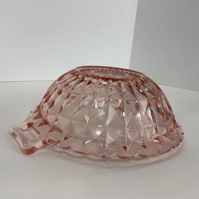-190- GLASSWARE | Pink Windsor Diamond Jeanette Glass Co. | Handled Bowl