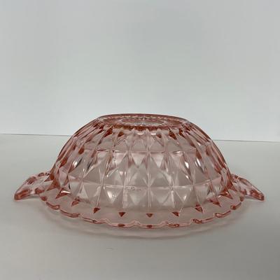 -190- GLASSWARE | Pink Windsor Diamond Jeanette Glass Co. | Handled Bowl