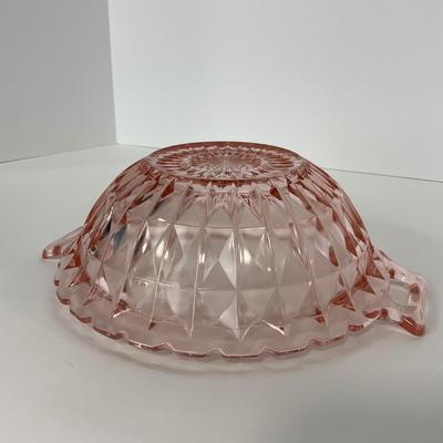 -190- GLASSWARE | Pink Windsor Diamond Jeanette Glass Co. | Handled Bowl