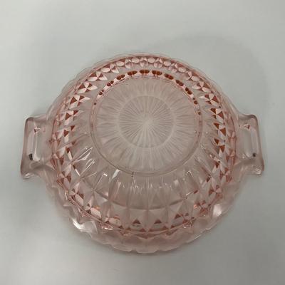 -190- GLASSWARE | Pink Windsor Diamond Jeanette Glass Co. | Handled Bowl